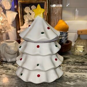 Festive White Ceramic Christmas Tree with Star